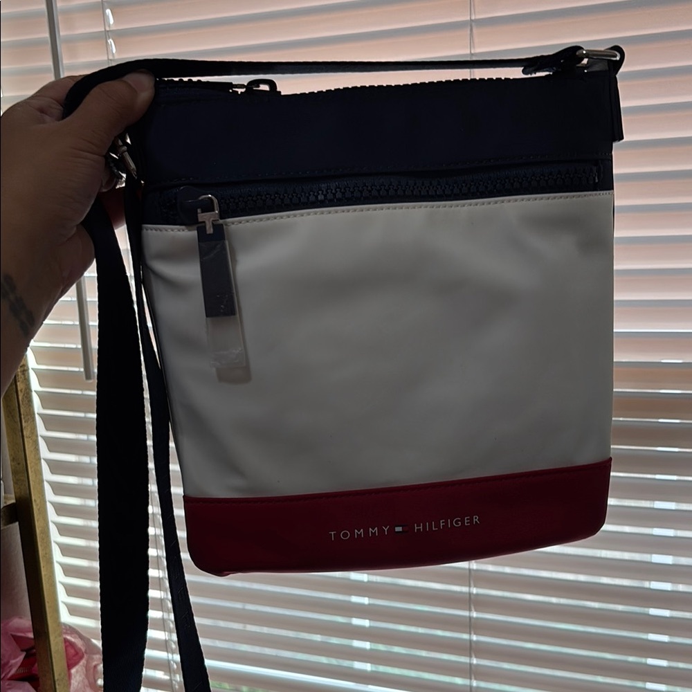 Tommy Hilfiger Blue and White Messenger Bag Modern Design